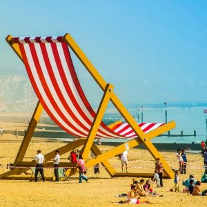 Giant deckchair on the beach in Bournemouth
